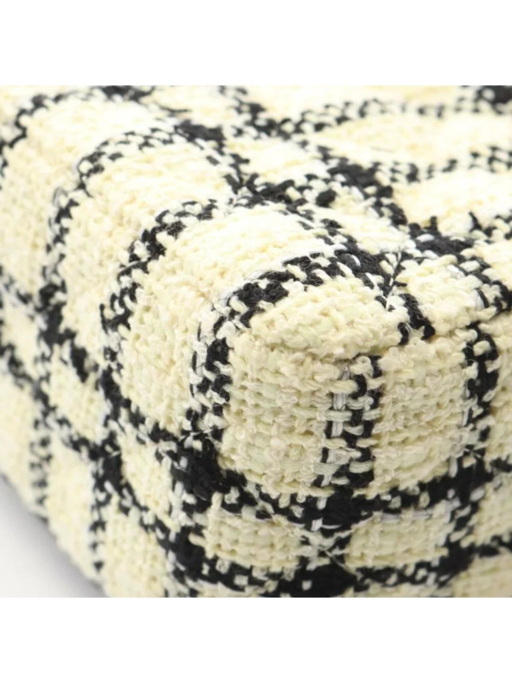 Chanel Shoulder Bag Mini Quilted 20 Cream Black Fabric Chain